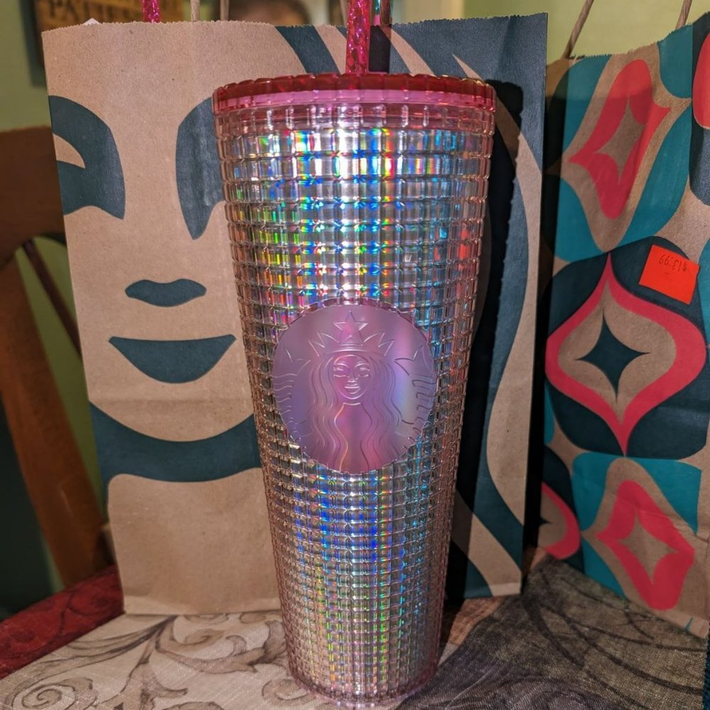 Starbucks 2023 Pink Diachronic Bubblegum Venti 24 oz Tumbler with Straw